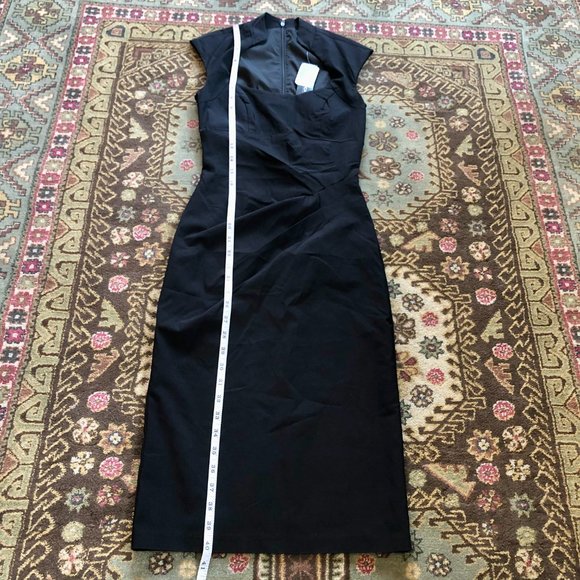 *NWT* Black Starburst Pleated Fitted Sheath Dress - Made in Canada - Size XXS - Picture 11 of 16